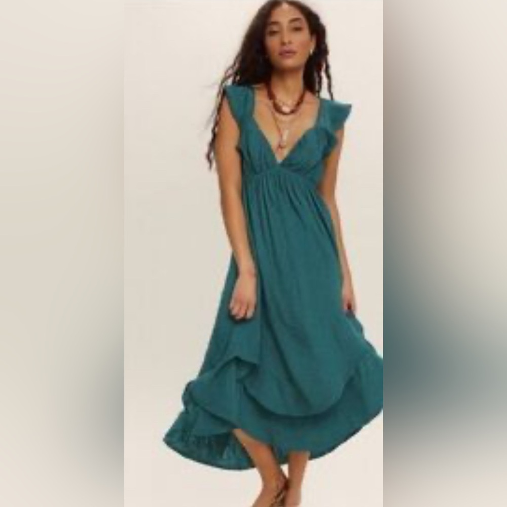 Free People Aquamarine Maxi Dress Tropic Teal Size large NWT